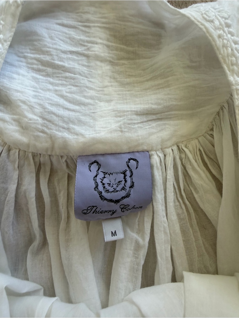 Thierry Colson White Embroidered Cotton Maxi Dress Boho Size M - Picture 5 of 6